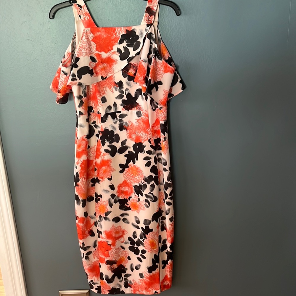 Jax  Black Label cold shoulder dress with flattering V back